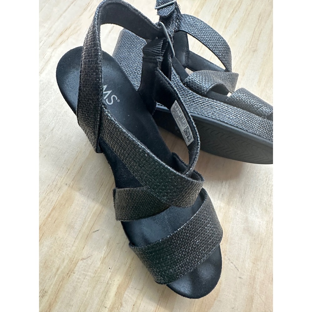 TOMS Monica Black Metallic Woven Platform Wedge Sandals Womens 9 10022251 - Picture 6 of 6